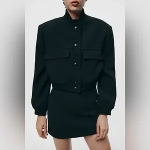 値下げ☆ZARA MATCHING BOMBER COAT NWT ZARA MIXED BOMBER JACKET ZW COLLECTION L $199 8438 | eBay